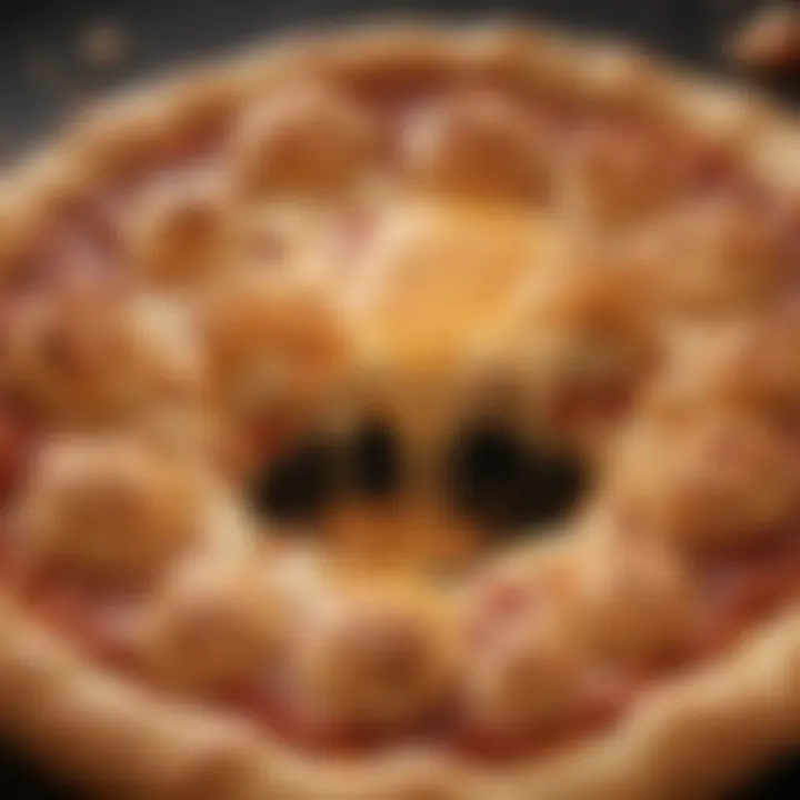 A close-up of Little Caesars stuffed crust pizza showcasing the melted cheese