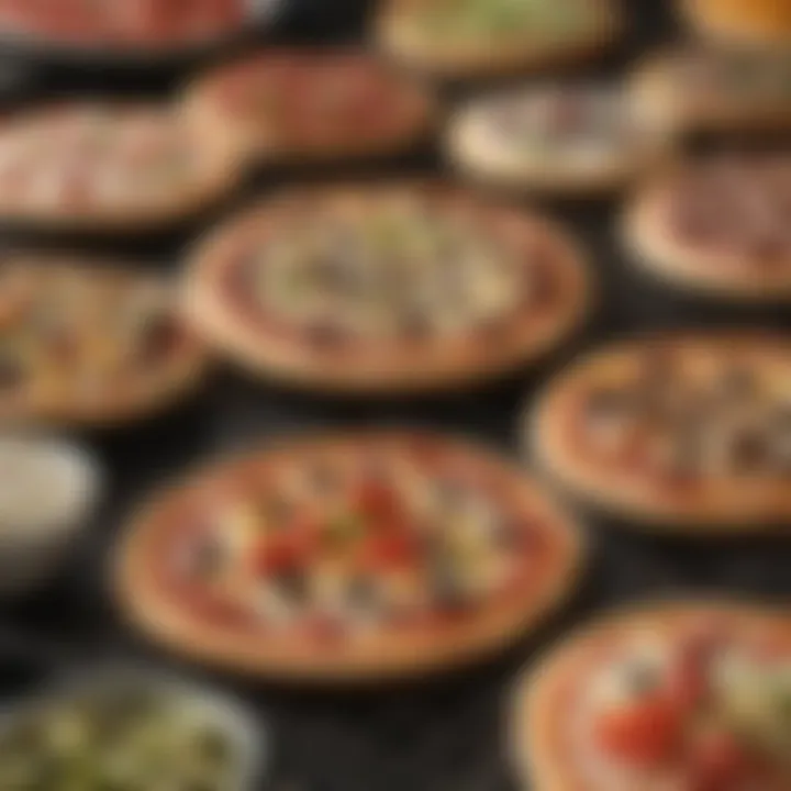 An array of gourmet toppings artfully arranged for grill pizza