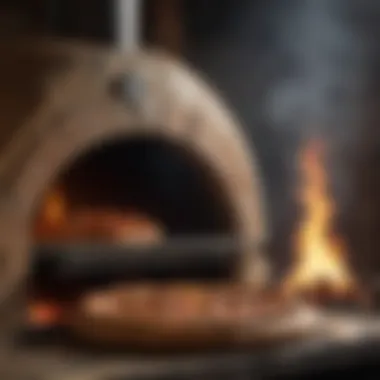 Authentic Wood-Fired Oven A rustic wood-fired oven glowing with embers ready for baking