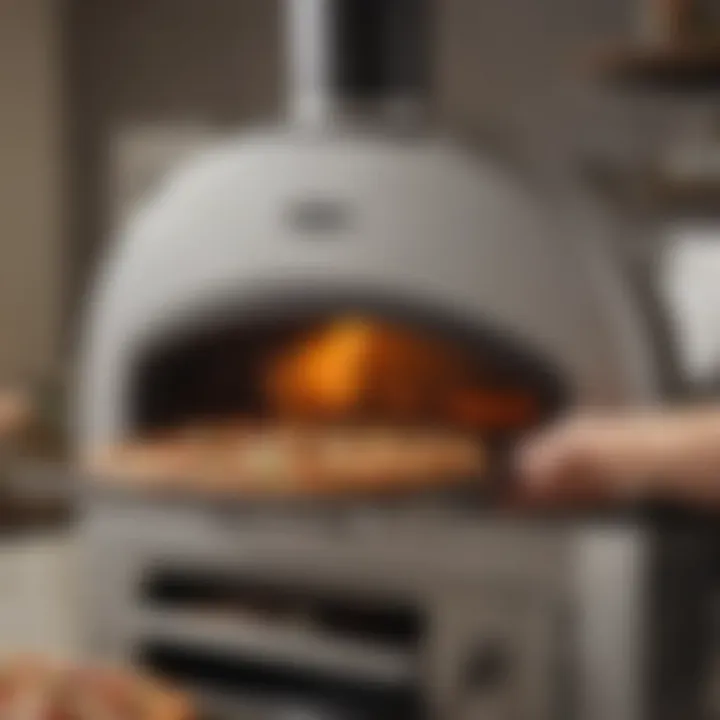 User enjoying pizza made in BakerStone Portable Gas Pizza Oven