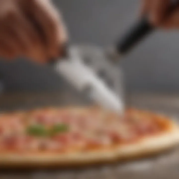 Close-up of a high-quality pizza cutter blade
