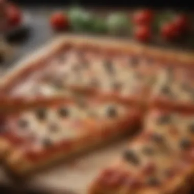 A stunning display of a Sicilian pizza showcasing its thick, airy crust and rich toppings.