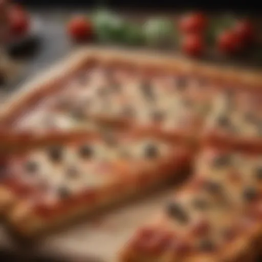 A stunning display of a Sicilian pizza showcasing its thick, airy crust and rich toppings.