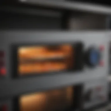 A close-up view of the oven's control panel showcasing its features