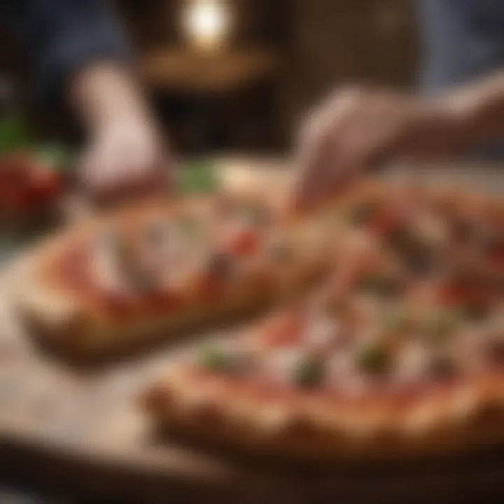 Artisan pizza being crafted with fresh ingredients