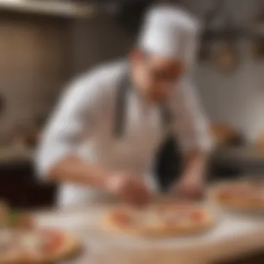Artisan Crafting of Neapolitan Dough An artisan pizza chef carefully crafting dough for Neapolitan pizza