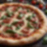 A classic wood-fired Neapolitan pizza with fresh basil and mozzarella