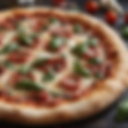 A classic wood-fired Neapolitan pizza with fresh basil and mozzarella