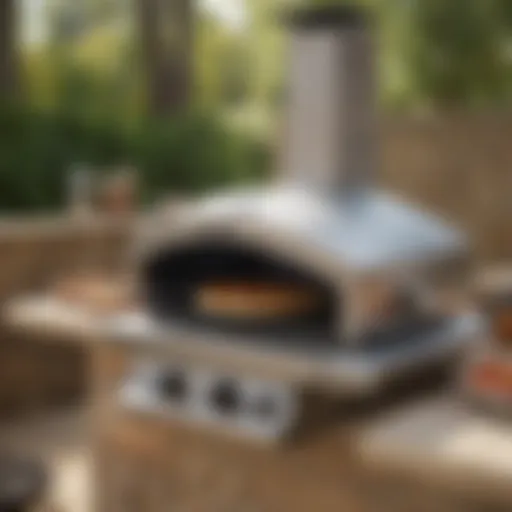 A Cuisinart Grill Top Pizza Oven in an outdoor kitchen setting