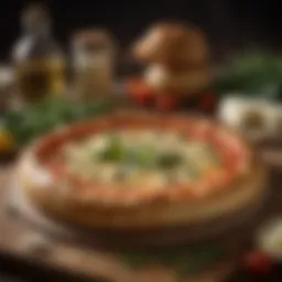 An artistic display of cheese-stuffed pizza dough with herbs