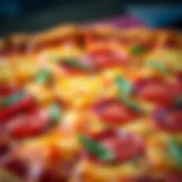 A close-up of a freshly baked pepperoni pineapple pizza highlighting the vibrant colors of the toppings