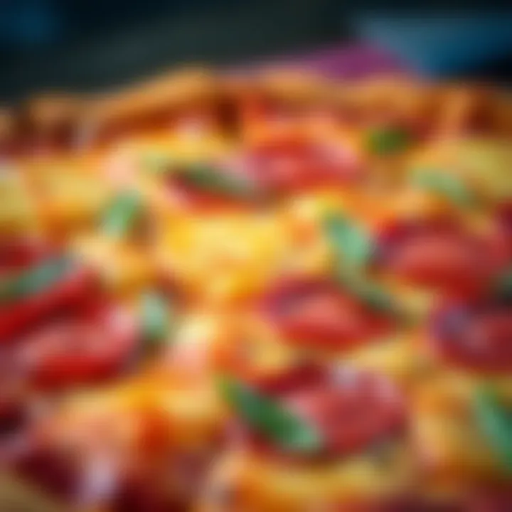 Vibrant Pepperoni Pineapple Pizza A close-up of a freshly baked pepperoni pineapple pizza highlighting the vibrant colors of the toppings