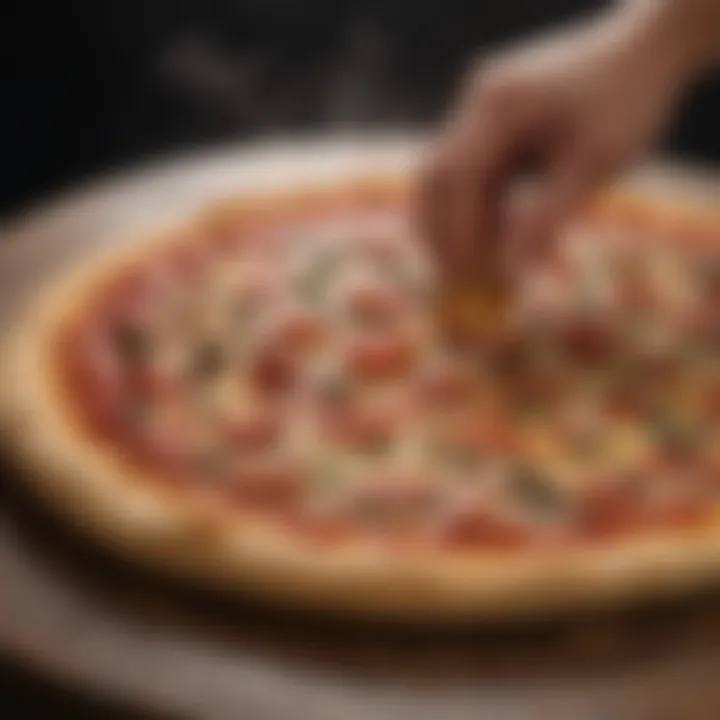 A well-maintained ceramic pizza stone being cleaned, illustrating proper care techniques