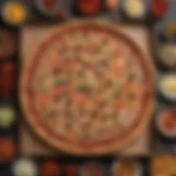 Artistic representation of a big box of pizza showcasing diverse toppings