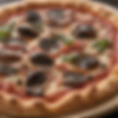 A close-up of freshly baked Neapolitan pizza showcasing its charred crust and vibrant toppings.