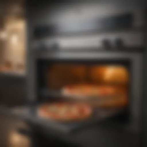 Combined oven showcasing pizza functionality with a variety of pizzas