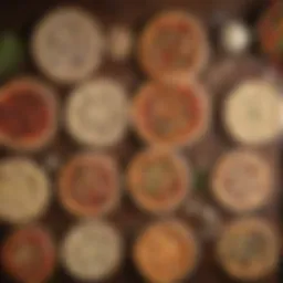 Various types of pizza dough displayed on a wooden surface