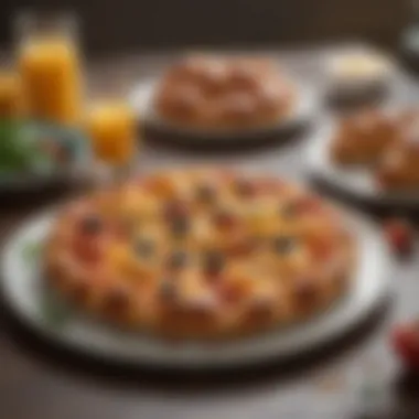 Croissant Breakfast Pizza at a Brunch Setting A vibrant croissant breakfast pizza served at a brunch table