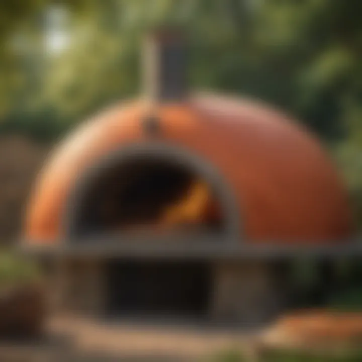 An artistic view of a giant pizza oven showcasing intricate design and craftsmanship