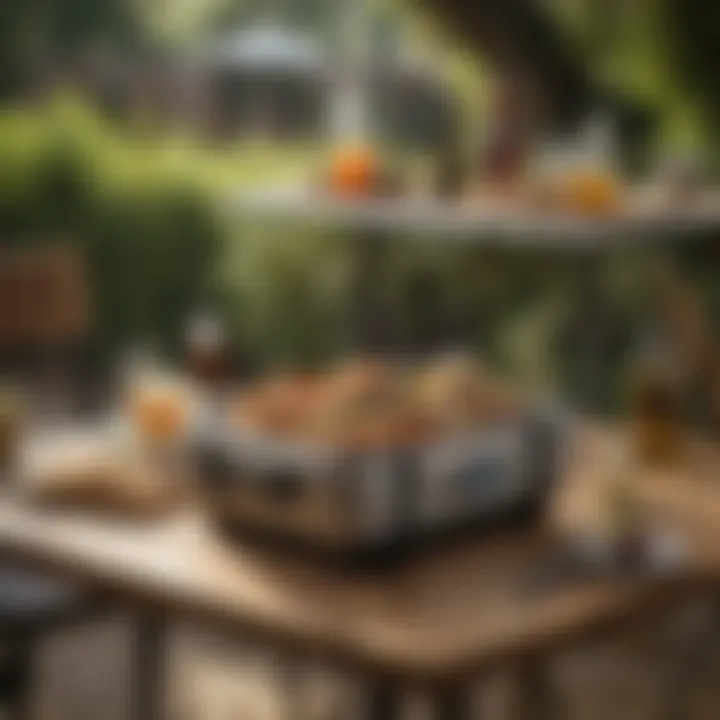 Gozney Roccbox Table in an outdoor setting with friends