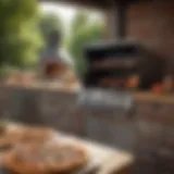 A gas barbecue showcasing its grilling features alongside a pizza oven.