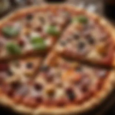 A close-up of various pizza toppings enhancing the wine pairing experience.