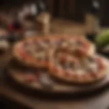 A selection of wines paired with gourmet pizzas on a rustic wooden table.