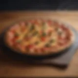 A beautifully crafted iron pizza stone on a wooden countertop