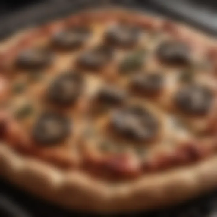 A perfectly charred crust of a sourdough pizza, emphasizing its artisanal qualities.