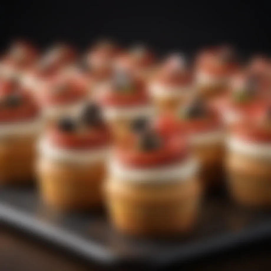 A beautifully arranged pizza cupcake showcasing its unique layers and toppings