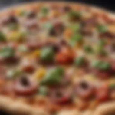 A close-up of a fresh pizza with local ingredients and unique toppings