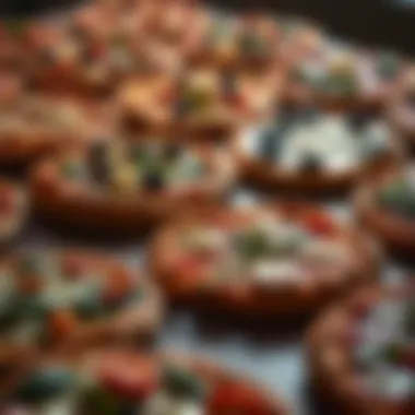 Freshly Baked Pizzas with Unique Toppings An array of freshly baked pizzas highlighting unique toppings.