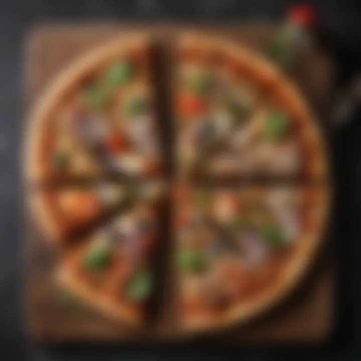 Artistic arrangement of a slice of vege pizza on a rustic wooden table