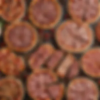Variety of Meat Options for Pizza Lovers An array of meat options displayed alongside a traditional pizza.