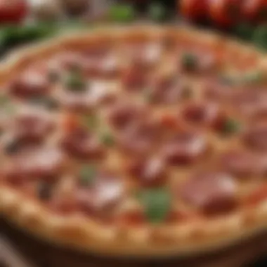 Nutritional Benefits of Meat on Pizza A nutritious pizza with a balanced selection of meats and vegetables.