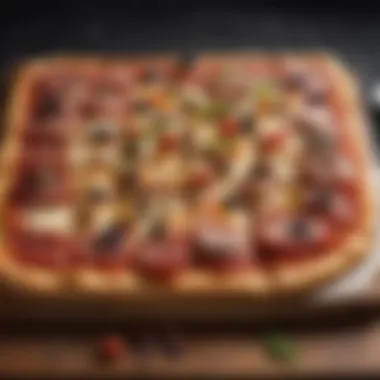 Square Cut Pizza with Vibrant Toppings Visually appealing square cut pizza showcasing toppings