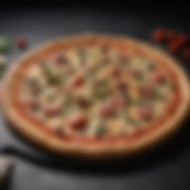 Freshly Baked Pizza on Staub Pizza Stone Elegant presentation of a freshly baked pizza on the Staub pizza stone.