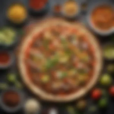 An array of ingredients used in taco pizza.