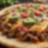 A vibrant taco pizza topped with fresh ingredients.