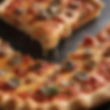 Pan Pizza Crust An enticing pan pizza, highlighting its thick, crispy crust and luscious toppings.
