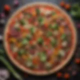 A colorful array of fresh vegetables commonly used on veggie pizza
