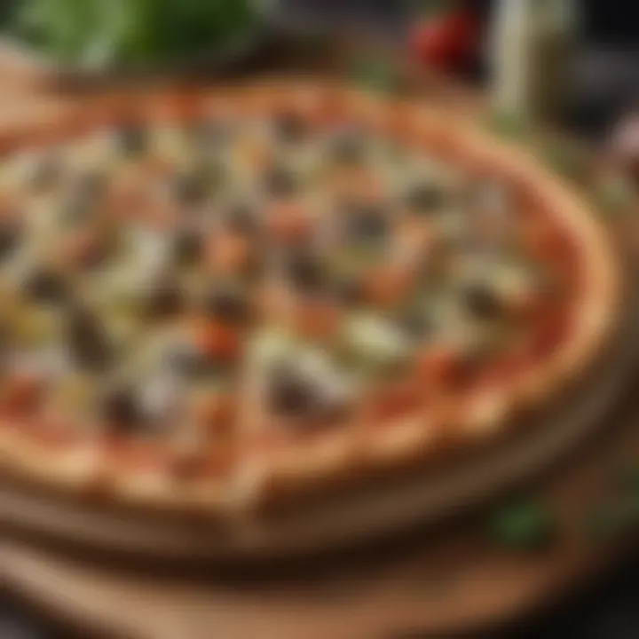 An example of a traditional veggie pizza with classic toppings