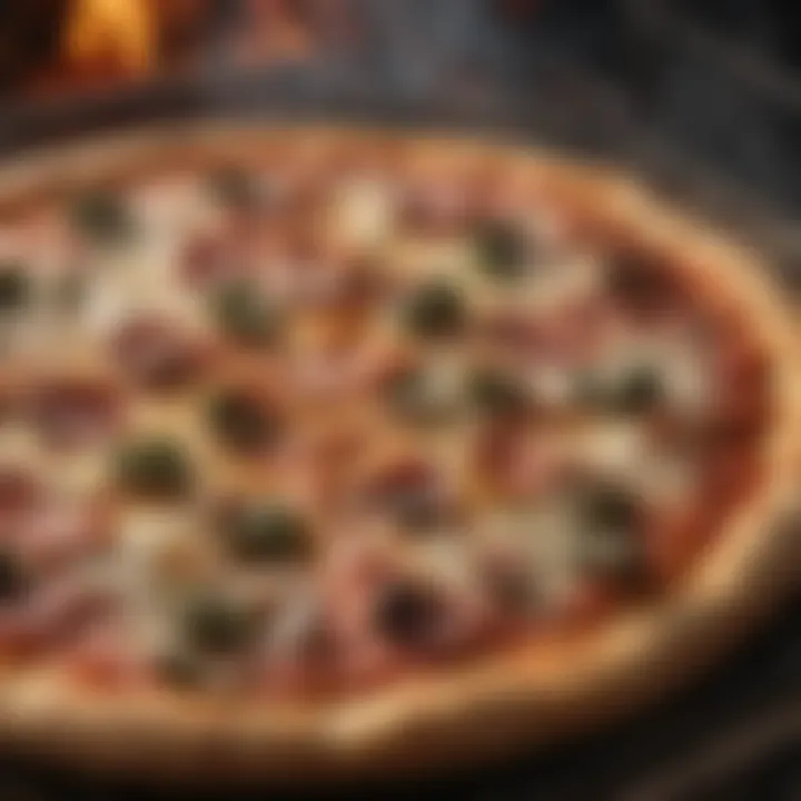 An assortment of mouthwatering pizzas prepared in an outdoor pizza oven.