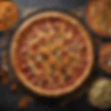 Varieties of Pretzel Pizza Crust A table setting featuring various pretzel pizza crust variations and toppings.