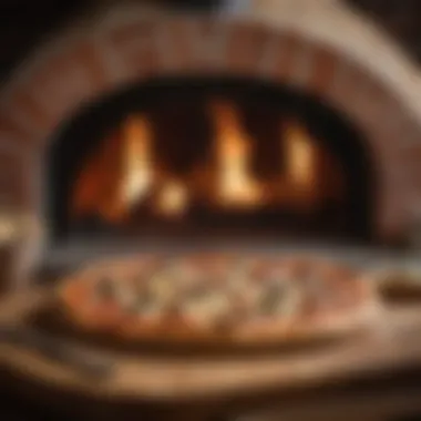 Freshly Baked Pizza from a Wood Brick Oven Freshly baked pizza emerging from a wood brick oven, highlighting the cooking method