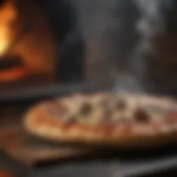 Wood smoker pizza oven with smoke swirling around