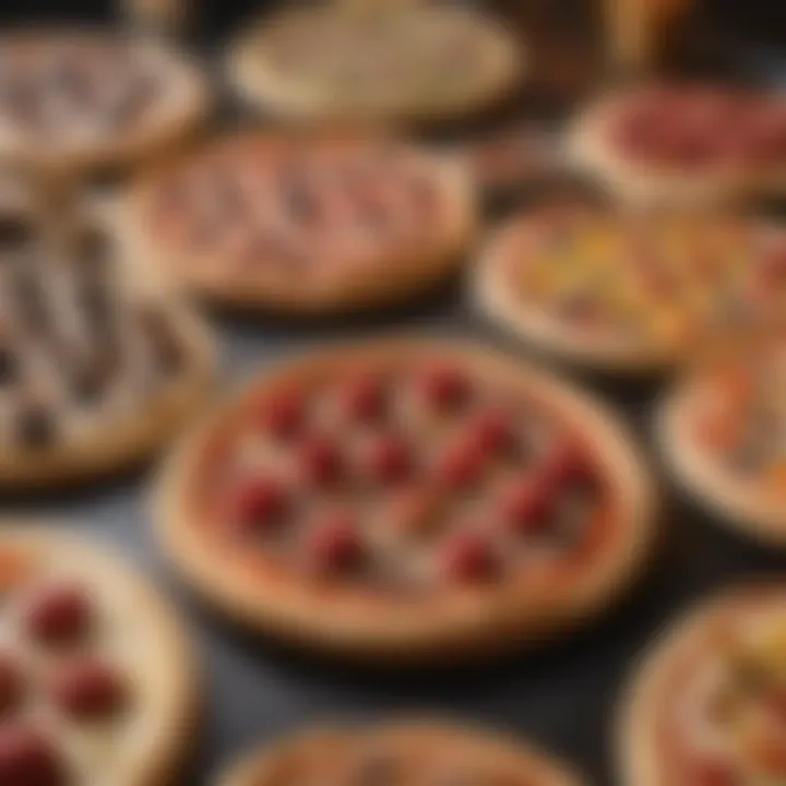 An array of dessert pizza options showcasing various flavors and styles