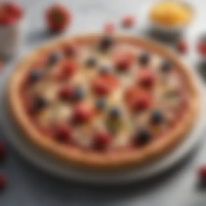 Artistic presentation of a gourmet dessert pizza featuring unique ingredients