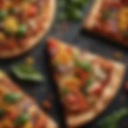 A vibrant no meat pizza topped with fresh vegetables and herbs