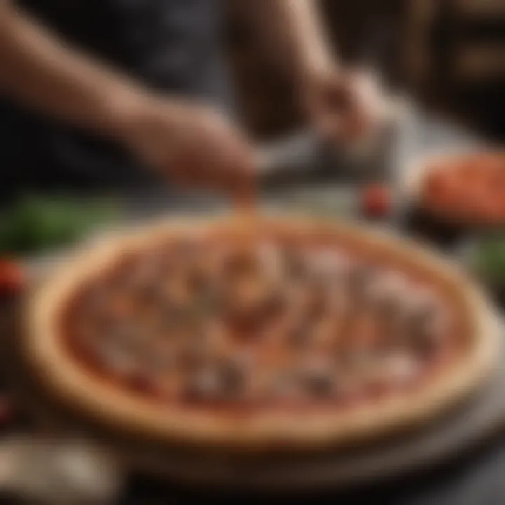 Artisan ingredients laid out for making filled crust pizza.